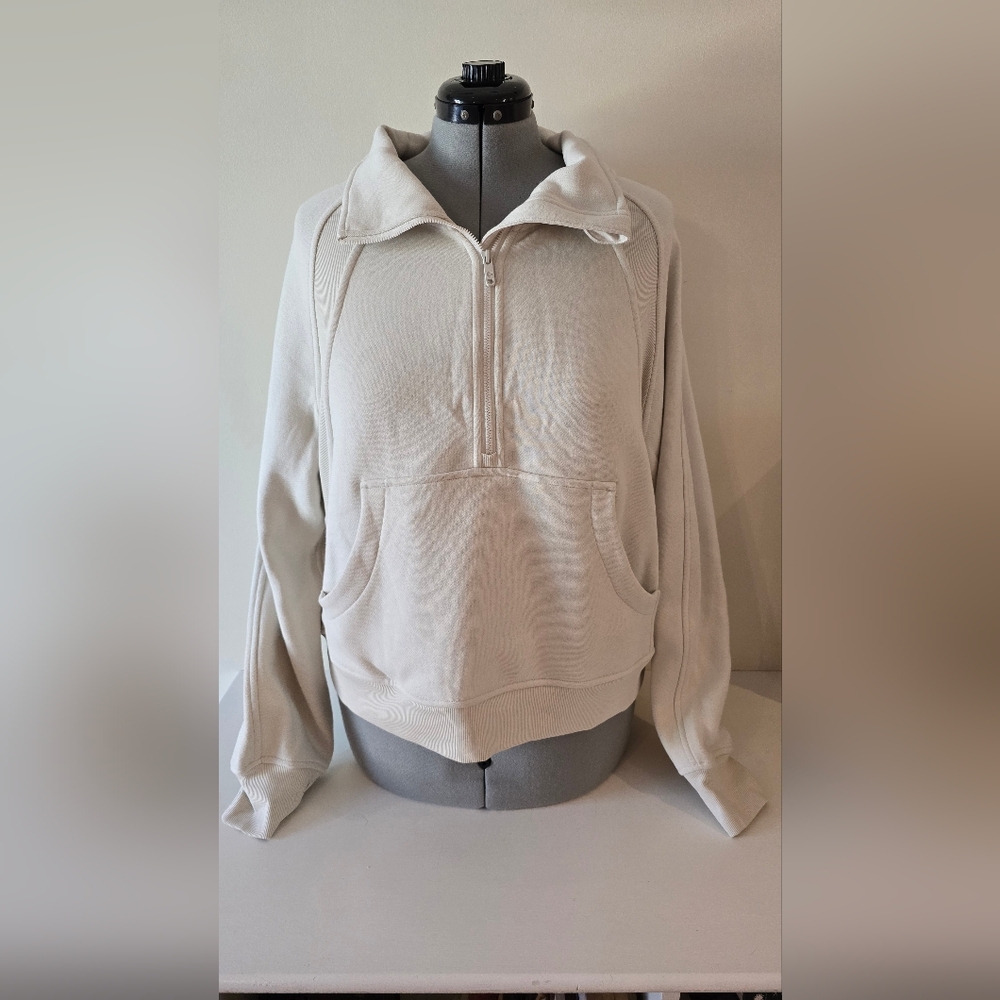 CRZ Yoga Milky White Half Zip Hoodie Women’s Large NWT